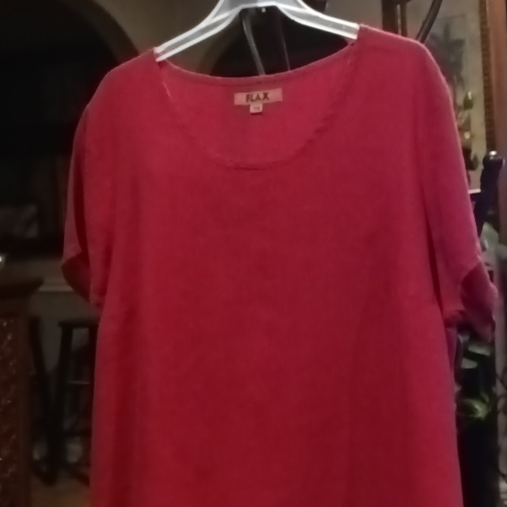FINAL PRICE FLAX s/s blouse with flared hem & rounded neckline Size 1G - Picture 5 of 7